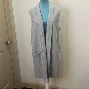 Signature Weekend Gray Duster Women size XL W/ Pockets Long Open Front Cardigan
